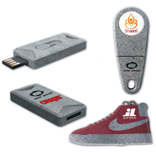 nike grind USB drives made of recycled athletic shoes